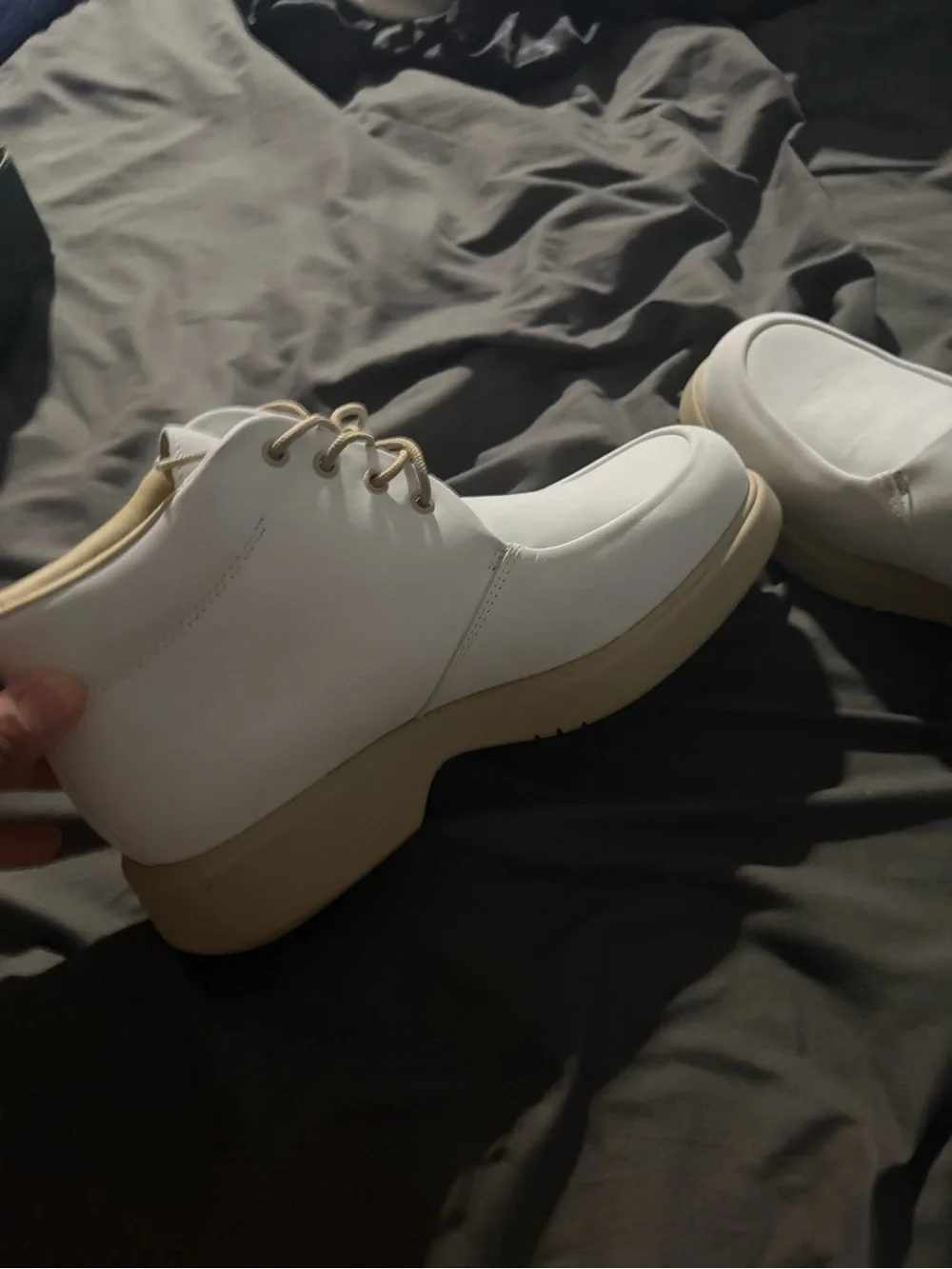 White Leather Men’s Chukka Boots with Tan Accents